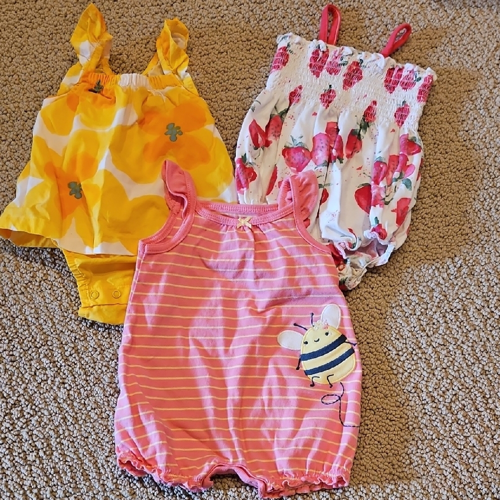 Adorable Baby Rompers Set - Pink, Yellow, White